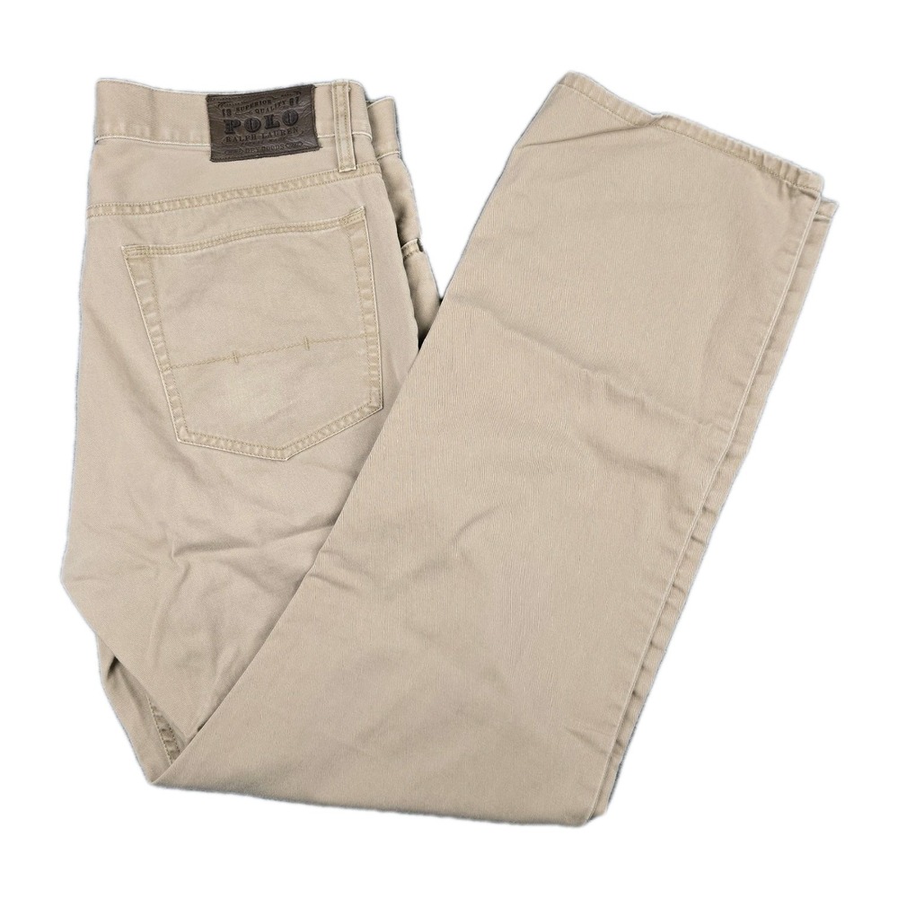 Polo Ralph Lauren Jeans Mens 33X30 Khaki Tan Straight Leg Casual Pants Preppy